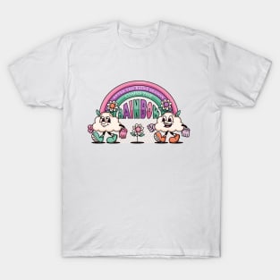 Rainbow and a pair of clouds fun cartoon mascots T-Shirt